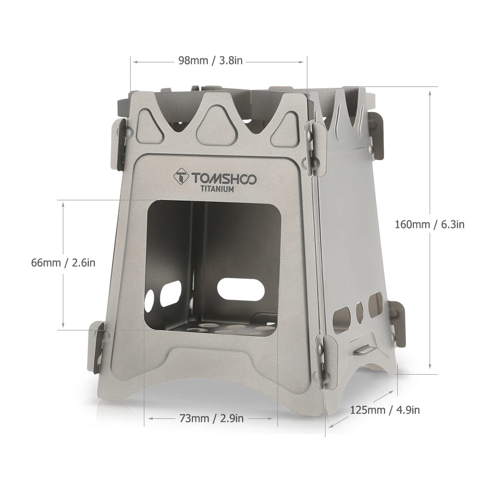 Tomshoo Portable Folding Lightweight Tourist Wood Burner Titanium