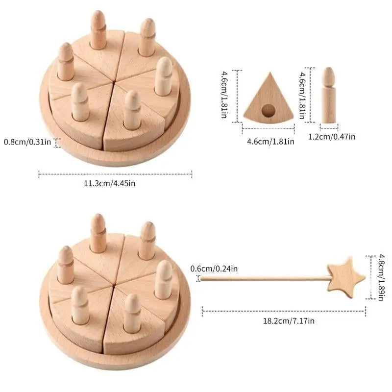 Wooden Beech Cake Pretend Play Toy | Removable Parts – Kids 3+