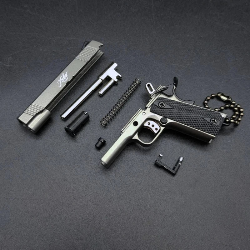 For Mini Metal Gun Model Scale 1:3 1911 Keychain Simulation Pistol Game Toy Gift for Children Peaceful Pleasures Health and Wellness