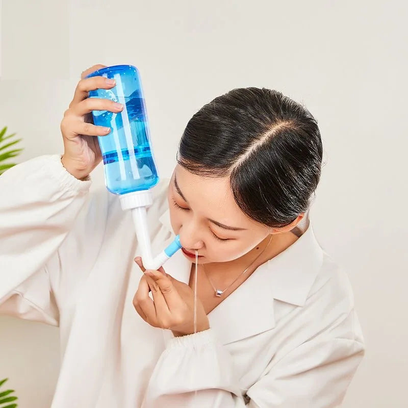 Manual nasal wash bottle, specialized nasal plug, household adult nasal wash salt, medical children's rhinitis nasal flushing Peaceful Pleasures Health and Wellness