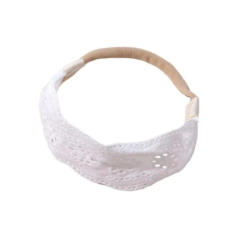 Embroidered Baby Headband – White Lace Infant Hair Ornament