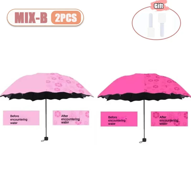 UV Protection Folding Parasol – Sun & Rain Dual Use Umbrella Folding Parasol Umbrella Peaceful Pleasures Health and Wellness metal-fiber composite 8K MIX-B-2PCS