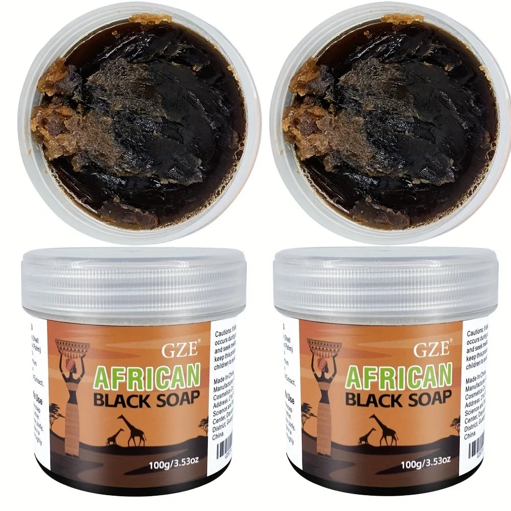 GZE African Black Soap 3-in-1 Face, Hair & Body Cleanser 2 Pack