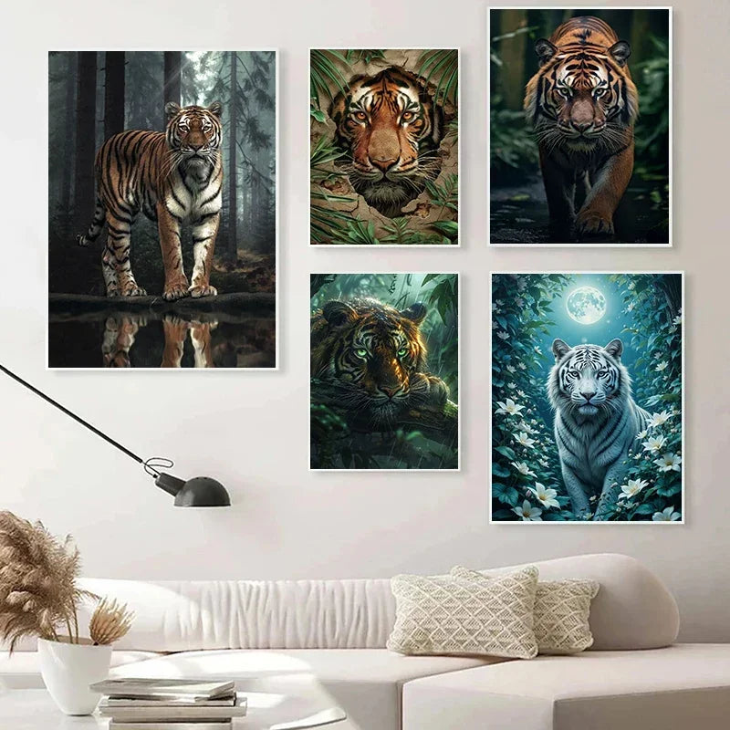 Tropical Tiger Forest Canvas Wall Art | Minimalist Home Decor Canvas Wall Art Peaceful Pleasures Health and Wellness