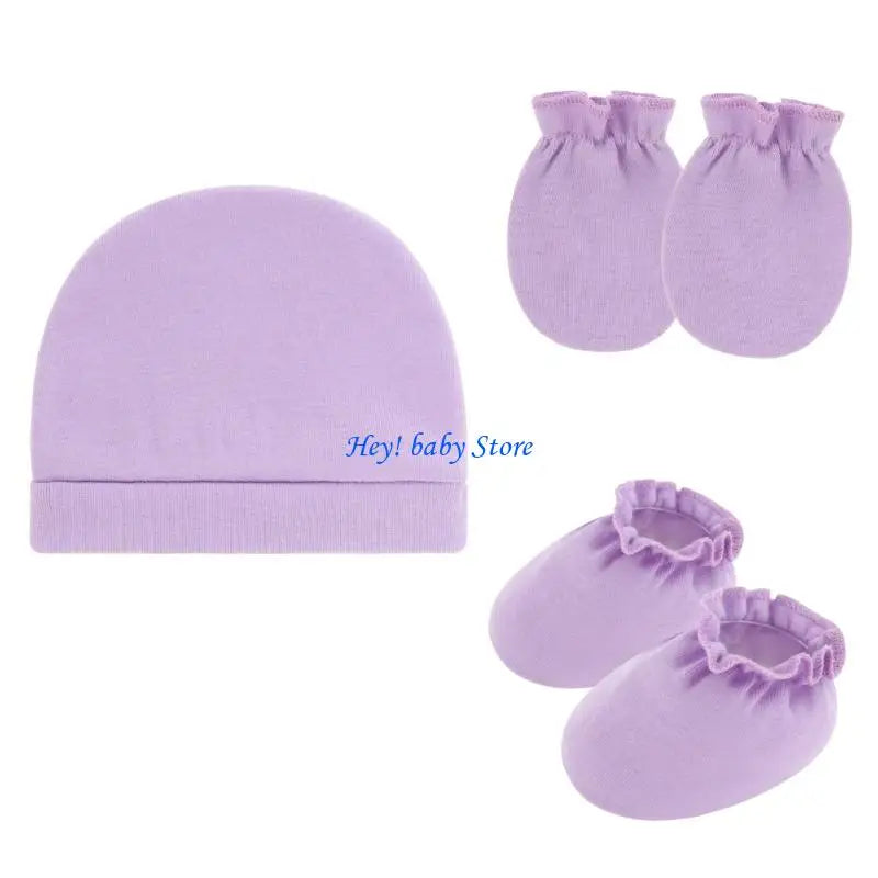 Baby Bonnet Hat Mittens & Booties 3-Piece Set | 0–6 Months