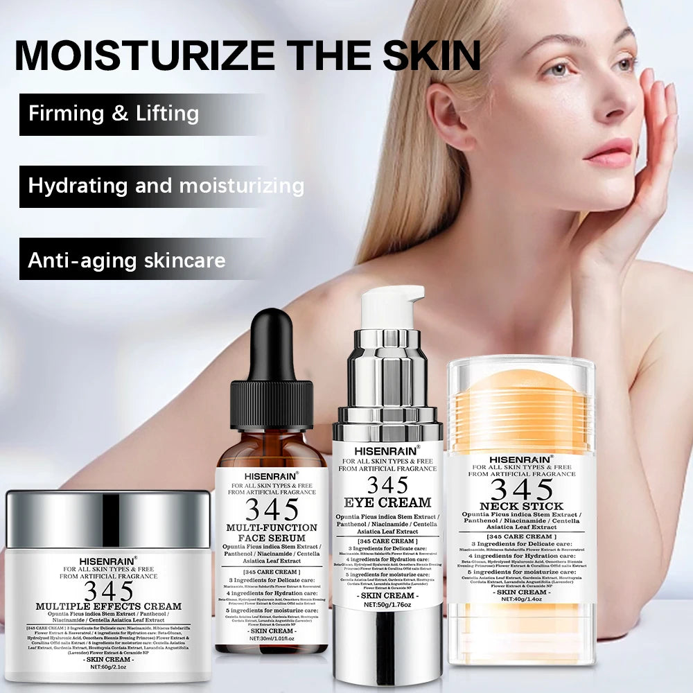 SUYARUN 4 in 1 Travel Skincare Kit - Face, Eye, Neck Cream & Serum Set, Moisturizing Christmas Gifts for Women, Premium Holiday. Peaceful Pleasures Health and Wellness