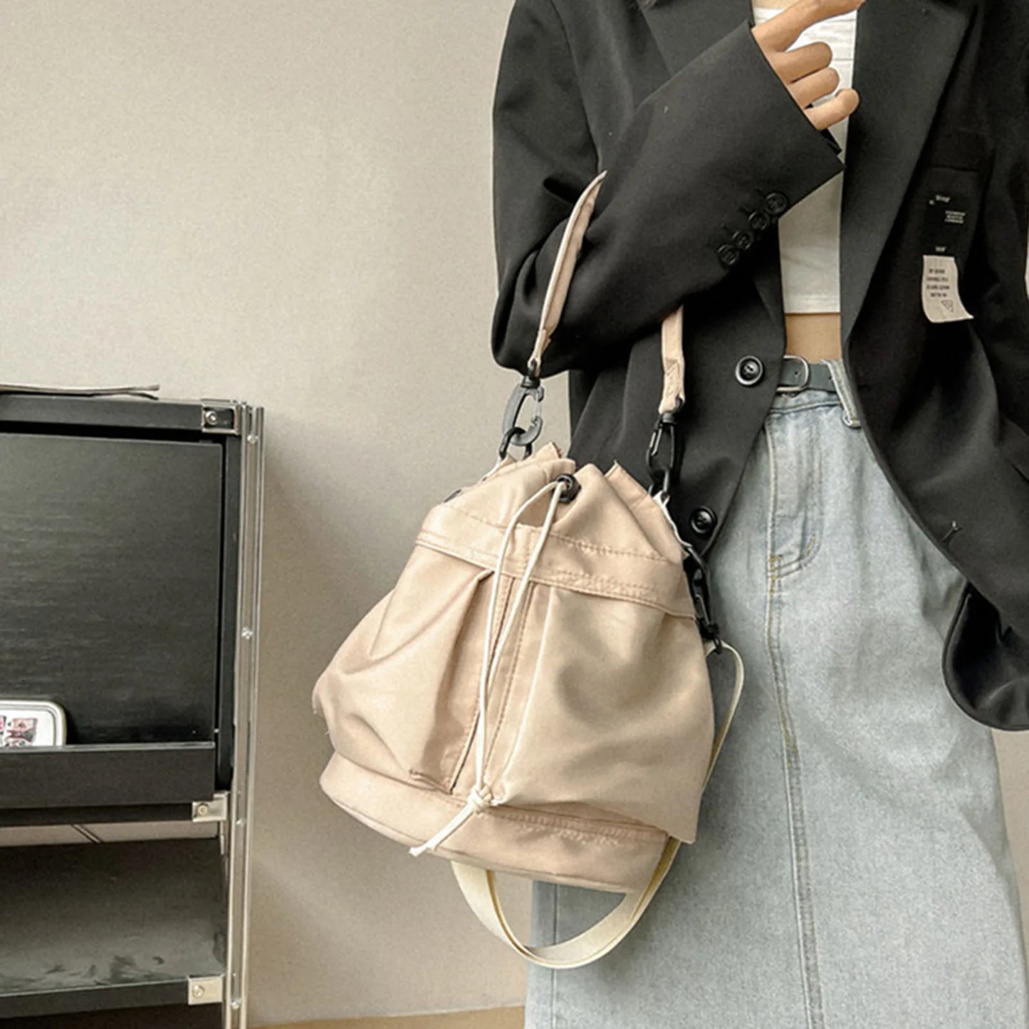 Fashion Women Shoulder Bag Nylon Women Large Capacity Casual Handbag Drawstring Crossbody Bag Tote Bag UNISEX Gifts for Lady Peaceful Pleasures Health and Wellness