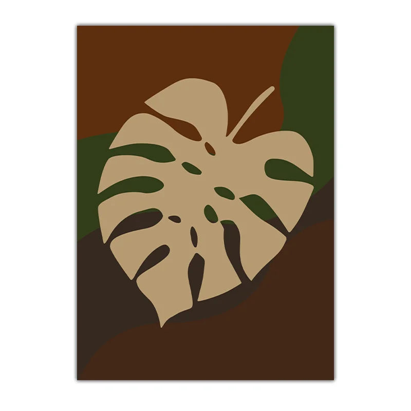 Boho Abstract Wall Art, Vintage Monstera Leaf Botanical Canvas Painting, plant Poster Print for Living Bedroom Room Wall Decor Peaceful Pleasures Health and Wellness 02 30x40cm No Frame China Mainland