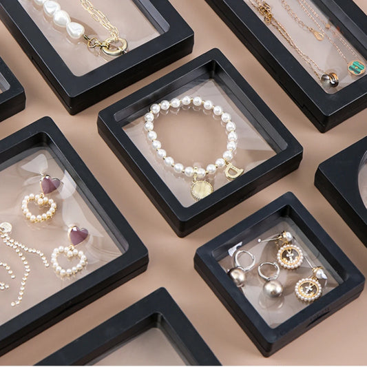 10Pcs Floating Display Case Jewelry Storage Box Holder Stands Transparent Frame Gift Box Dustproof Stackable Coin Medals Peaceful Pleasures Health and Wellness