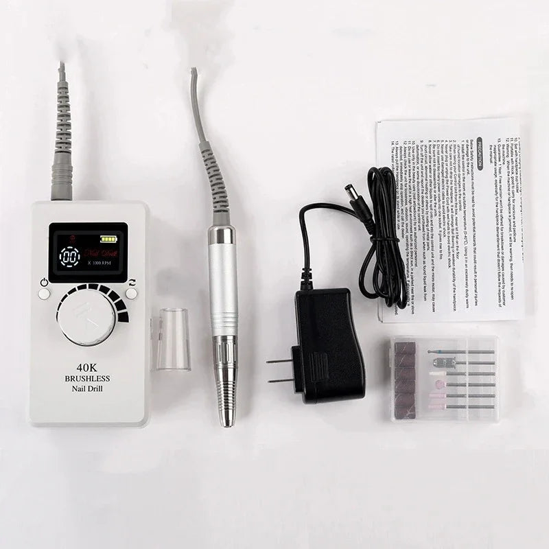 40000RPM Brushless Electric Nail Drill | Rechargeable Manicure Tool
