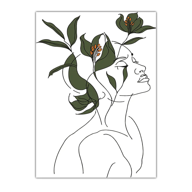 Abstract Botanical Line Woman Canvas Wall Art | Modern Poster Canvas Wall Art Print Peaceful Pleasures Health and Wellness 03 30x40cm No Frame China Mainland