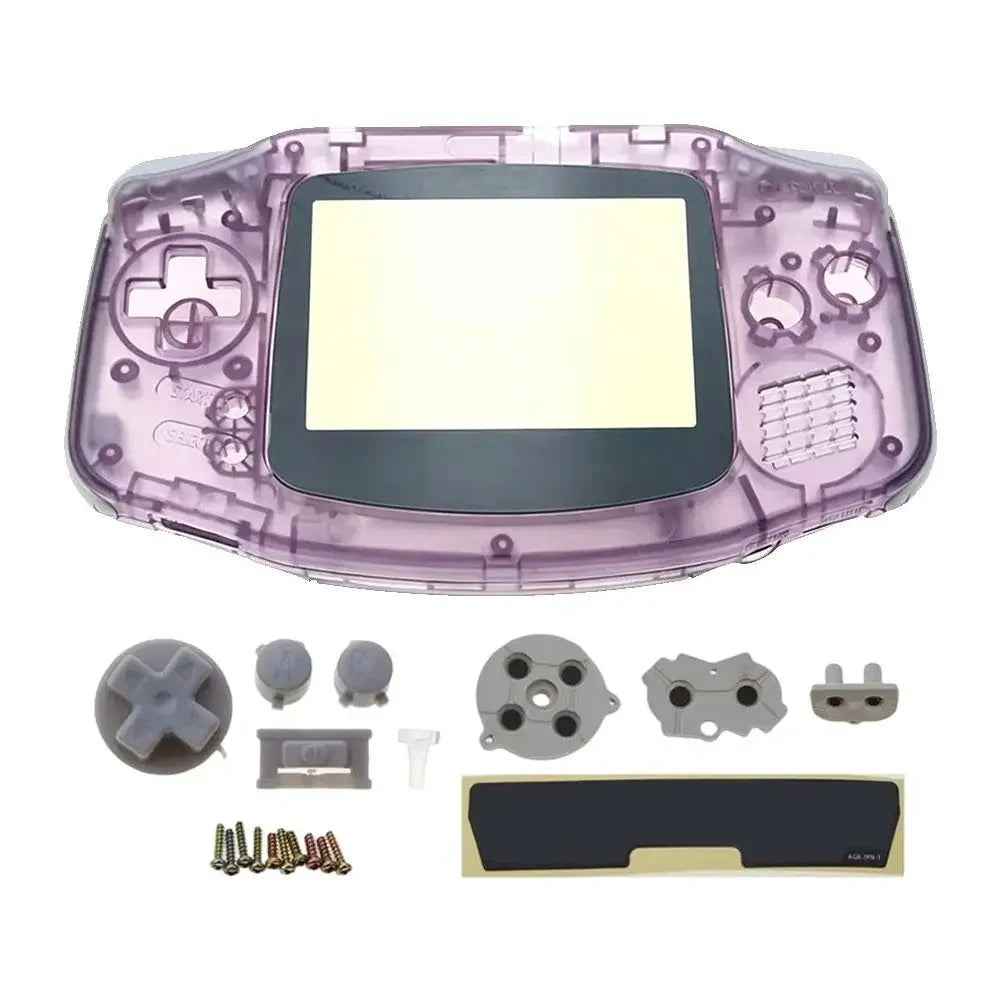 Full Housing Shell Replacement for Game Boy Advance GBA Clear Transparent Custom Case Cover Buttons Screws Full Set DIY Repair Peaceful Pleasures Health and Wellness Clear Purple