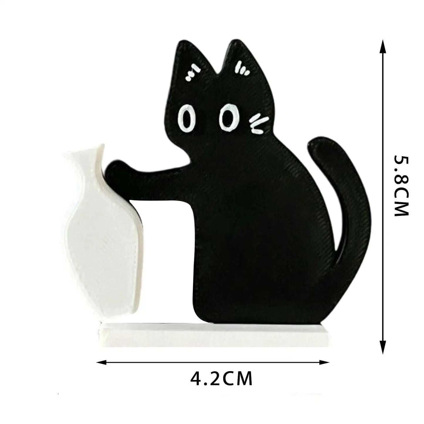 Cute Black Cat Acrylic Magnetic Fridge Magnet & Mini Vase 2pcs