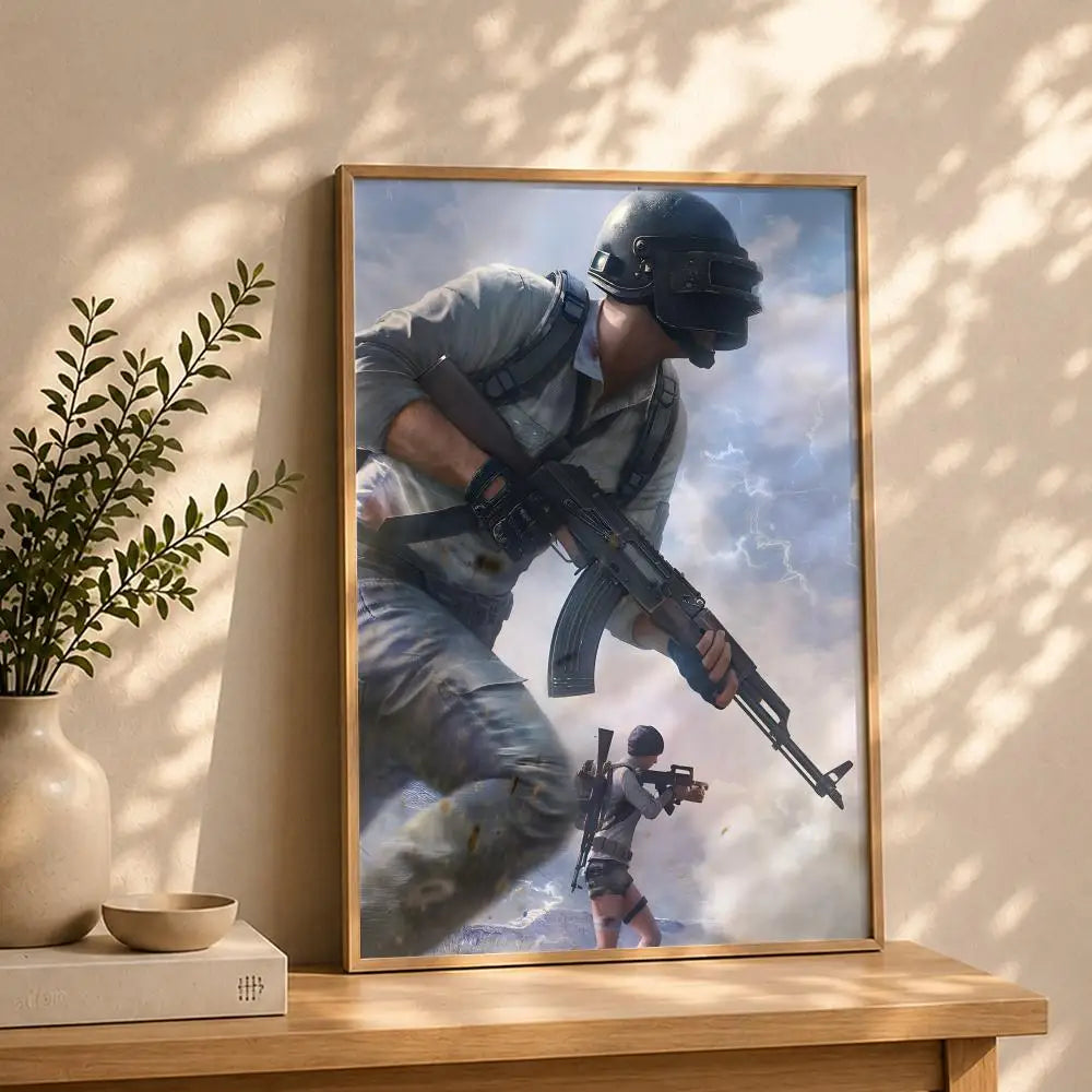 PUBG Battlegrounds HD Wall Poster – Self-Adhesive Waterproof Gaming Wall Poster Peaceful Pleasures Health and Wellness White14 21X30cmNoframe
