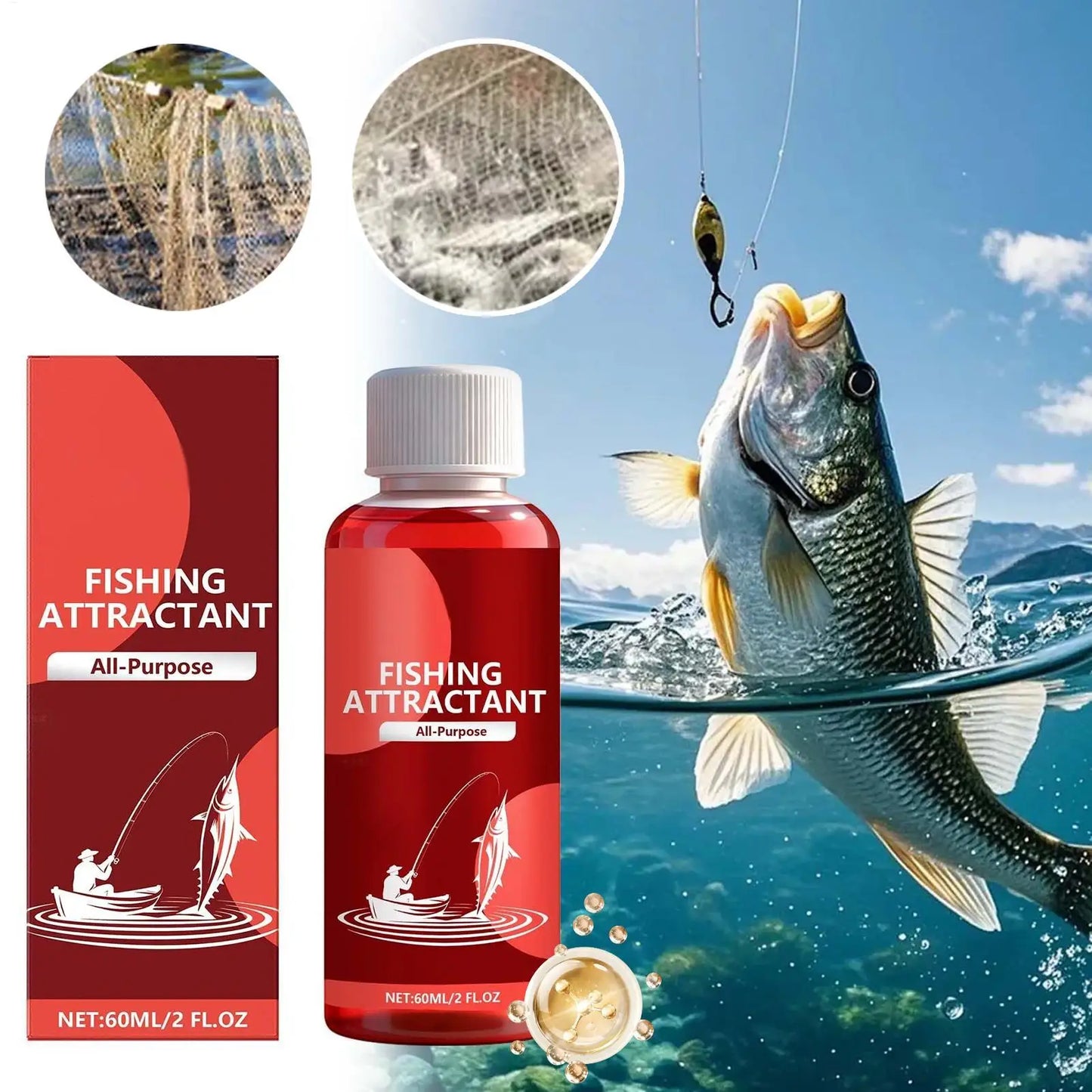 60ml Powerful Fish Bait Attractant Concentrated Liquid Lure for Freshwater Fishing, Catches Bass Trout Crappie Carp Peaceful Pleasures Health and Wellness