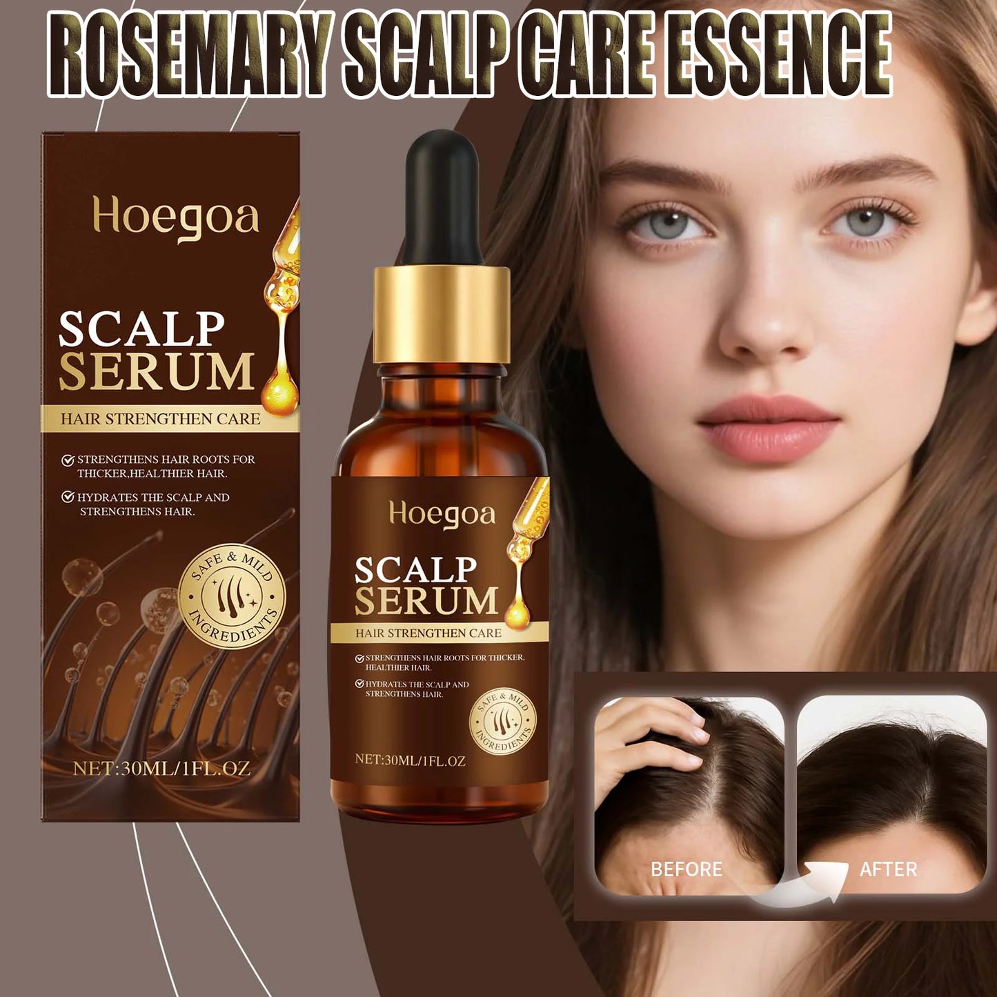 Scalp Care Essence Rosemary Castor Oil Nourishing Hair Growth Strengthening Dry Scalp Thinning Hair Moisturizing Healthy Hair Peaceful Pleasures Health and Wellness