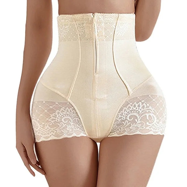 Tummy Control Panties Women Zipper Body Shaper Waist Pants Seamless