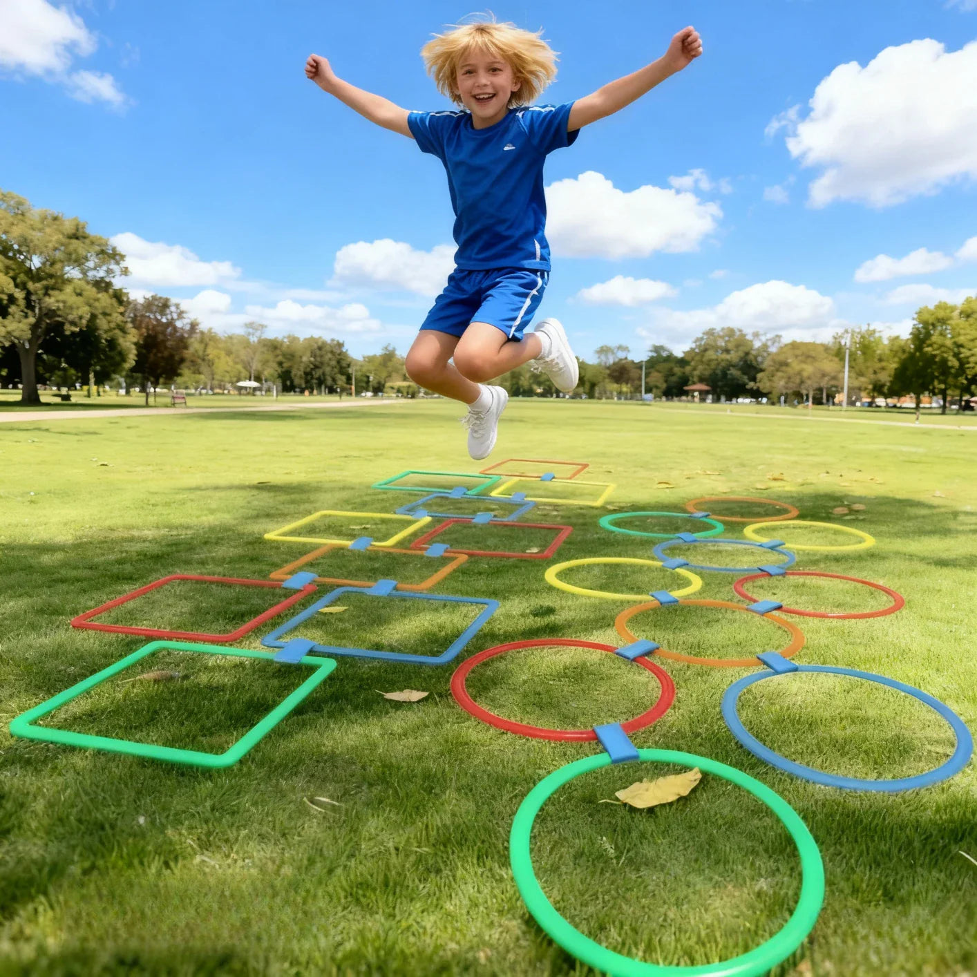 Kids Hopscotch Jump Ring Set – 10 Hoops & Connectors Outdoor