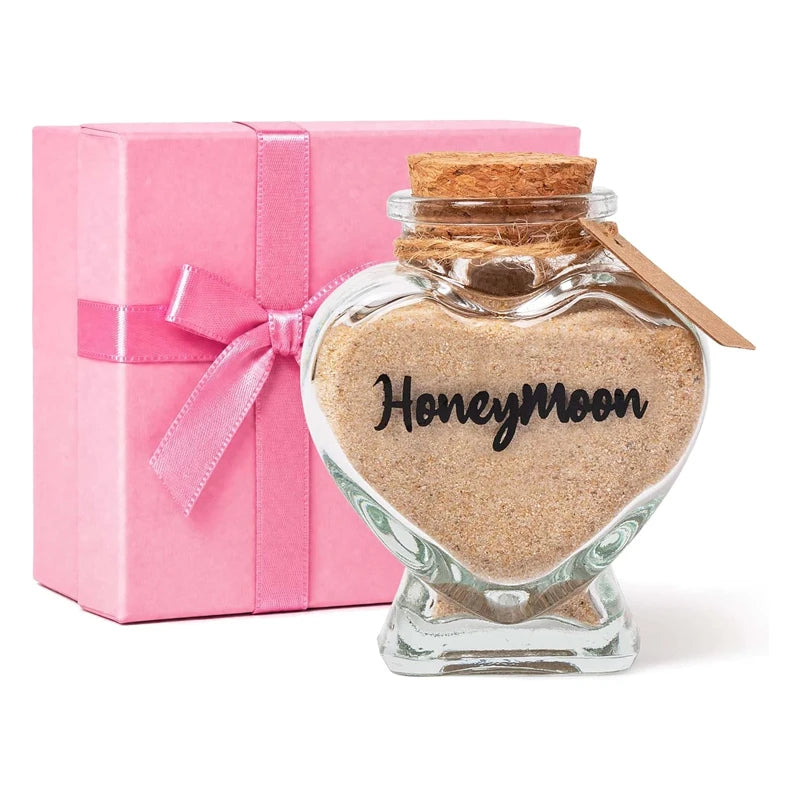 Honeymoon Heart Glass Sand Jar | Wedding Keepsake Pink Gift Wedding Keepsake Jar Peaceful Pleasures Health and Wellness C 2.8 X 2.4 X 1.6 inch