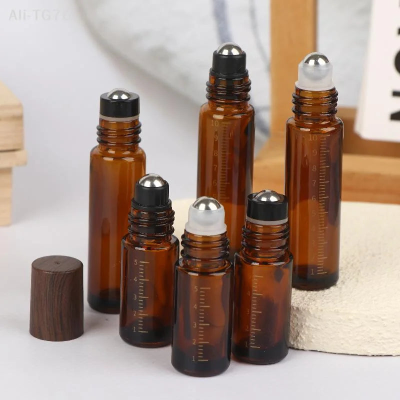 Amber Glass Roll-On Bottles 5ml 10ml | Essential Oil Roller Vials