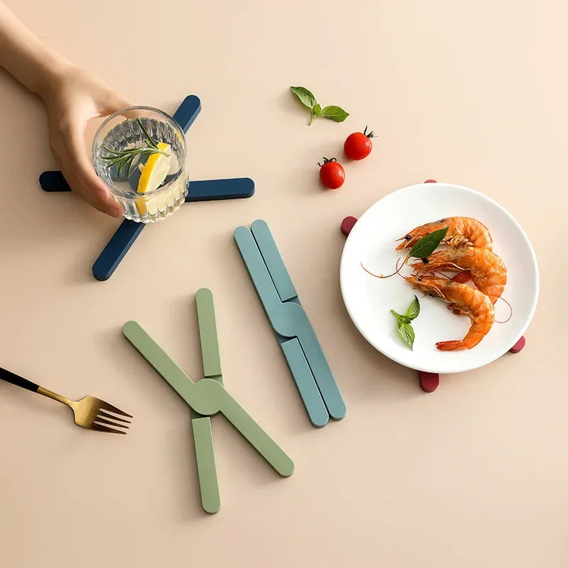 Foldable Silicone X-shaped Heat Resistant Mat Anti-Slip Pot Pan Detachable Kitchen Trivet Coaster Table Placemat for Hot Dishes Peaceful Pleasures Health and Wellness