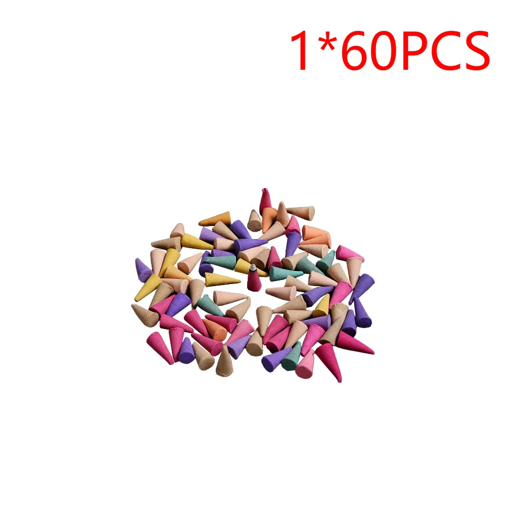 Scented Incense Cones Anxiety Relief Fragrance Incense Cones Natural Scents Granules Meditation Relaxation Sandalwood Cone Peaceful Pleasures Health and Wellness 60PCS