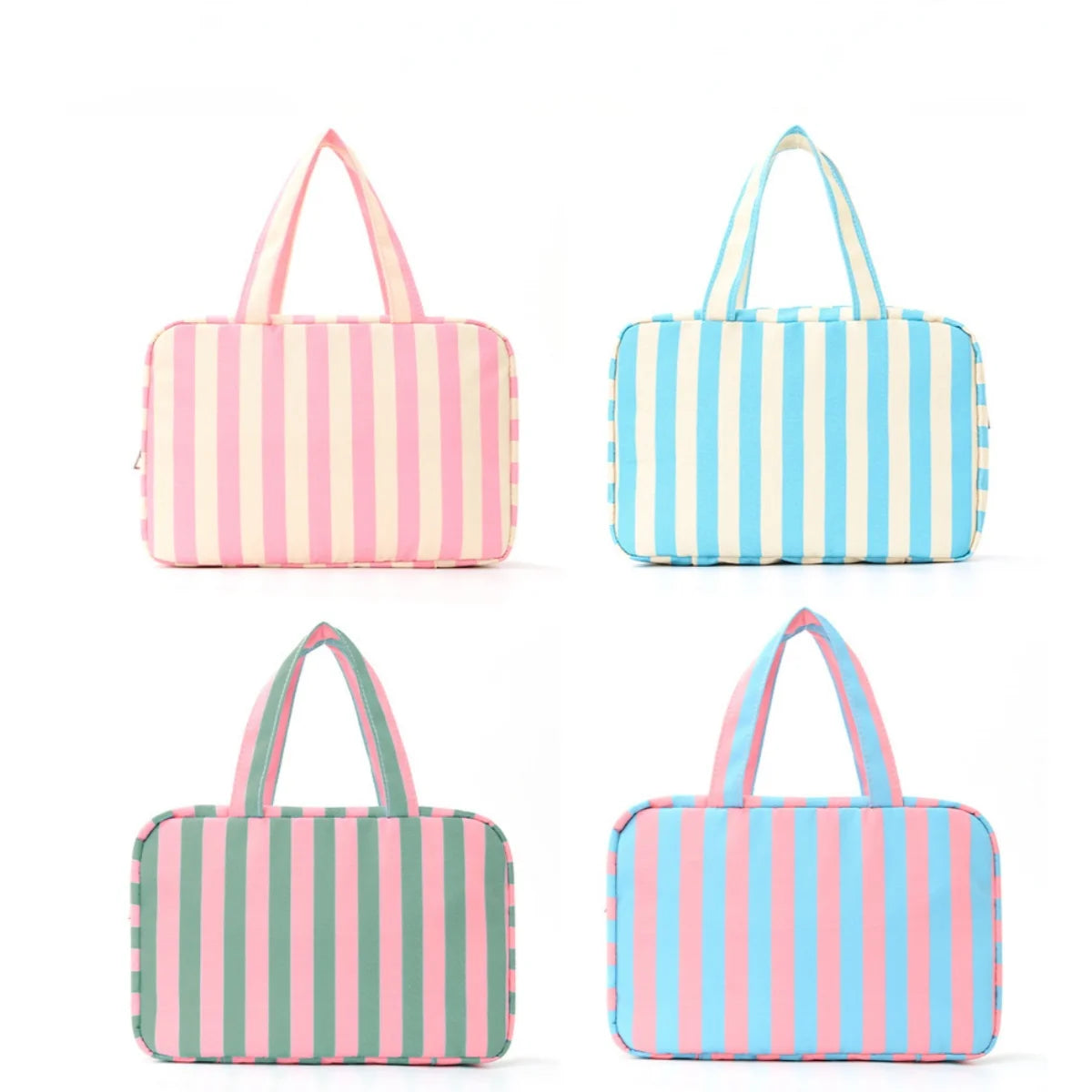 Large Striped Travel Toiletry Bag with Hook | Foldable Organizer Travel Toiletry Bag Peaceful Pleasures Health and Wellness