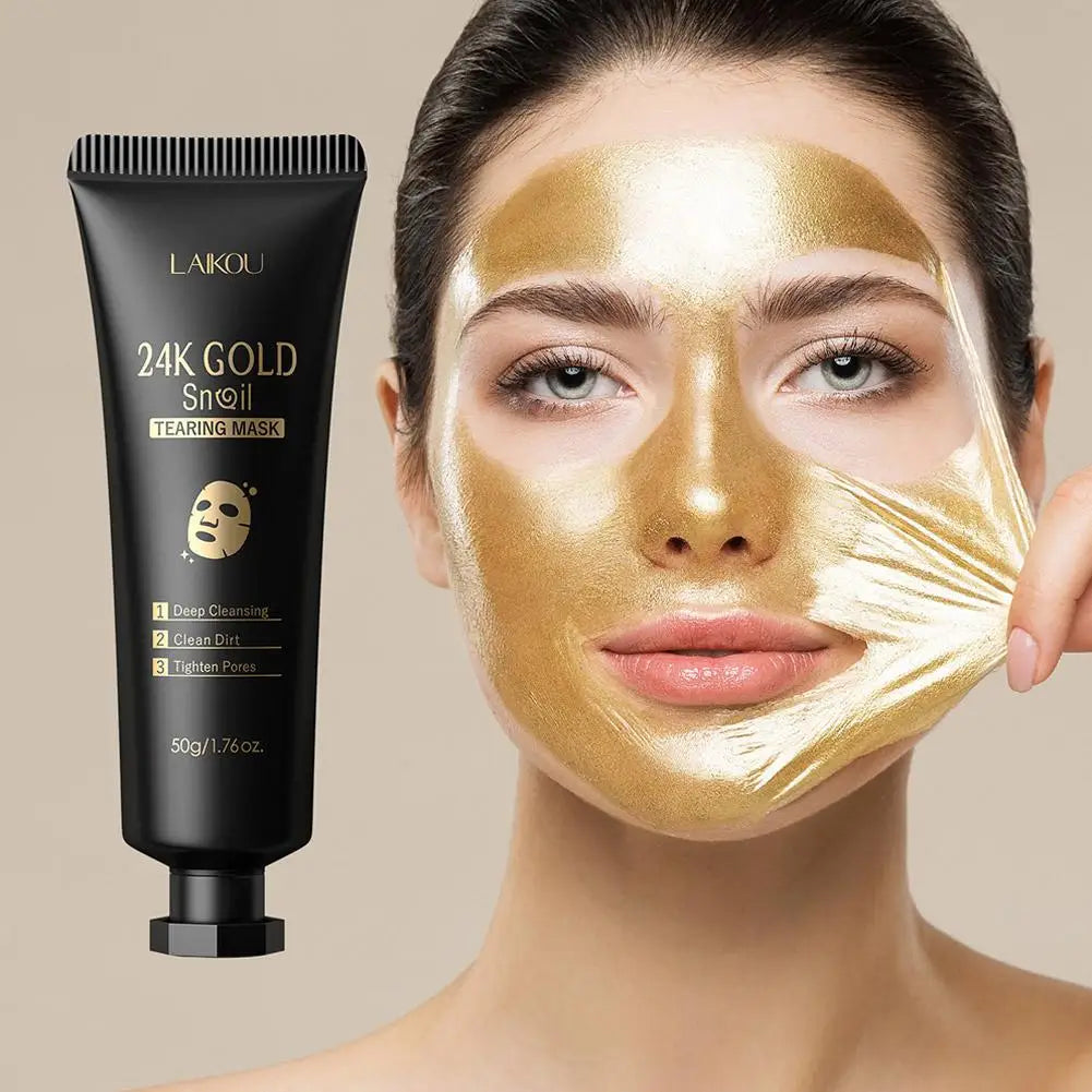 LAIKOU 24K Gold SNAIL TEARING Mask Deep Cleansing Remove Blackhead Face Care 50g Peaceful Pleasures Health and Wellness