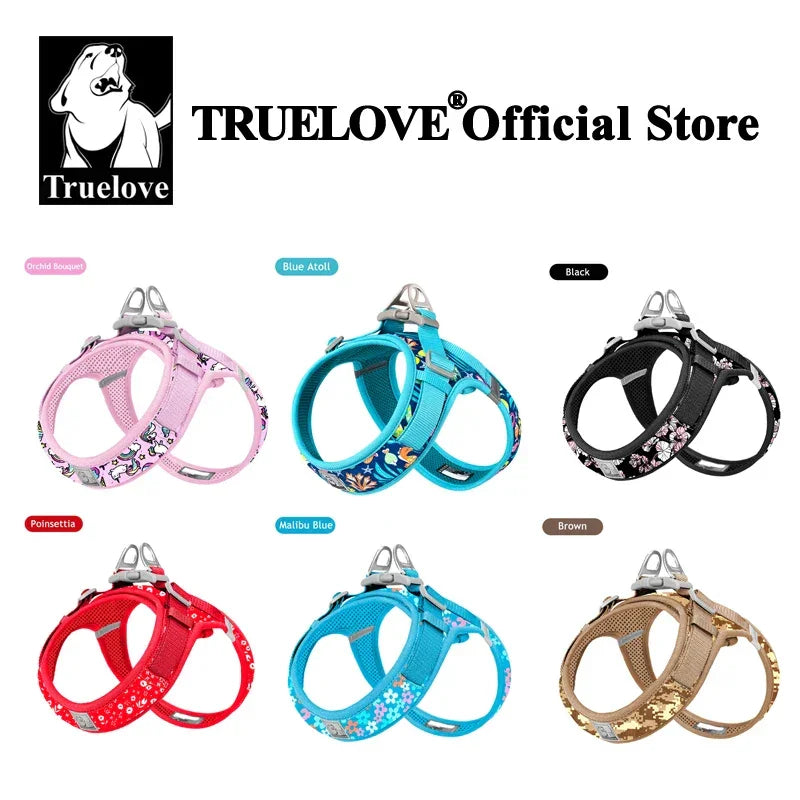 Truelove Floral Printing Mesh Harness for Dogs and Cats Small and Medium Breeds All Weather Adjustable Summer Walking TLH30131 Peaceful Pleasures Health and Wellness