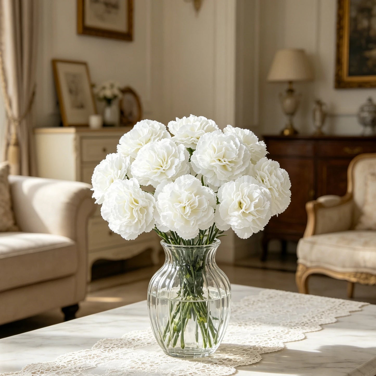 Silk Carnation Artificial Flowers 4/8pcs – Wedding & Home Decor