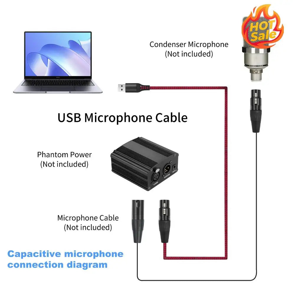 USB Male to XLR Female Mic Converter Cable | Studio Audio