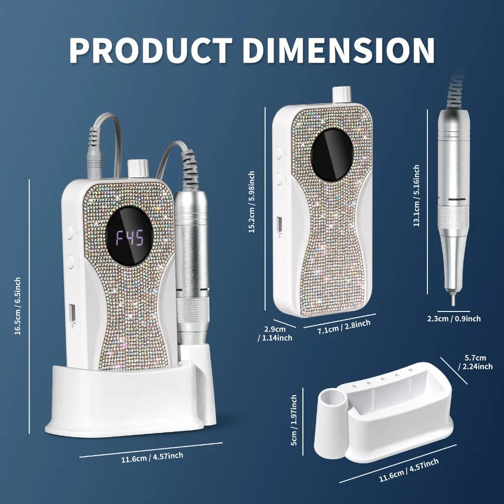 45000 RPM Rechargeable Electric Nail Drill – Gel Nail Salon Tool