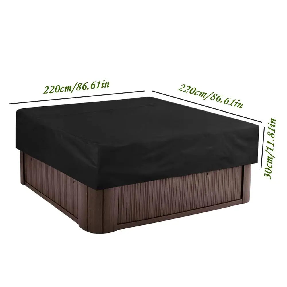 220x220x30cm Waterproof & UV Resistant Hot Tub Cover Protector Square Spa Cover Caps for Outdoor Garden Backyard Poolside Use Peaceful Pleasures Health and Wellness Black