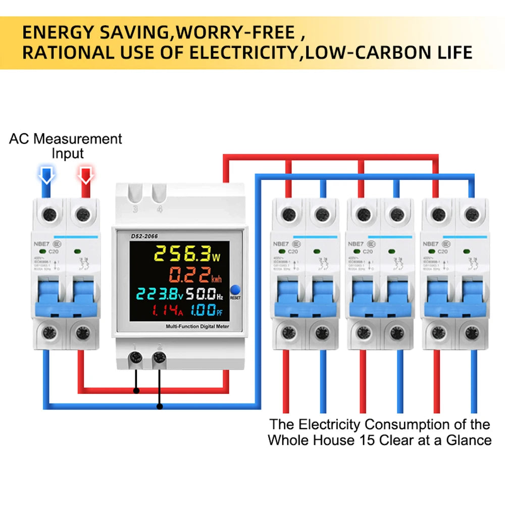 Single-phase Electricity Meter Household Intelligent Electric Meter Guide Rail Installation AC Voltage Current Power Frequency Peaceful Pleasures Health and Wellness