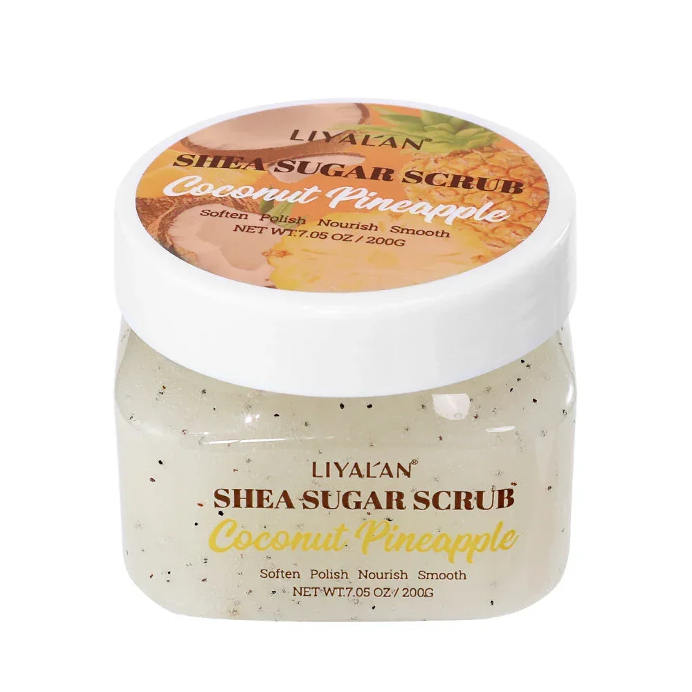 Shea Sugar Body Scrub – Moroccan Rose, Coconut Lime & Pineapple Peaceful Pleasures Health and Wellness Coconut Pineapple 200g China Mainland