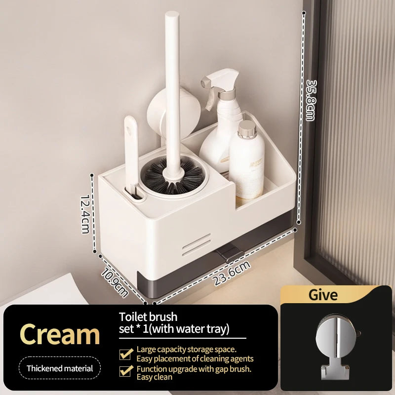 Wall-Mounted Toilet Brush & Holder | Suction Cup, No Drilling
