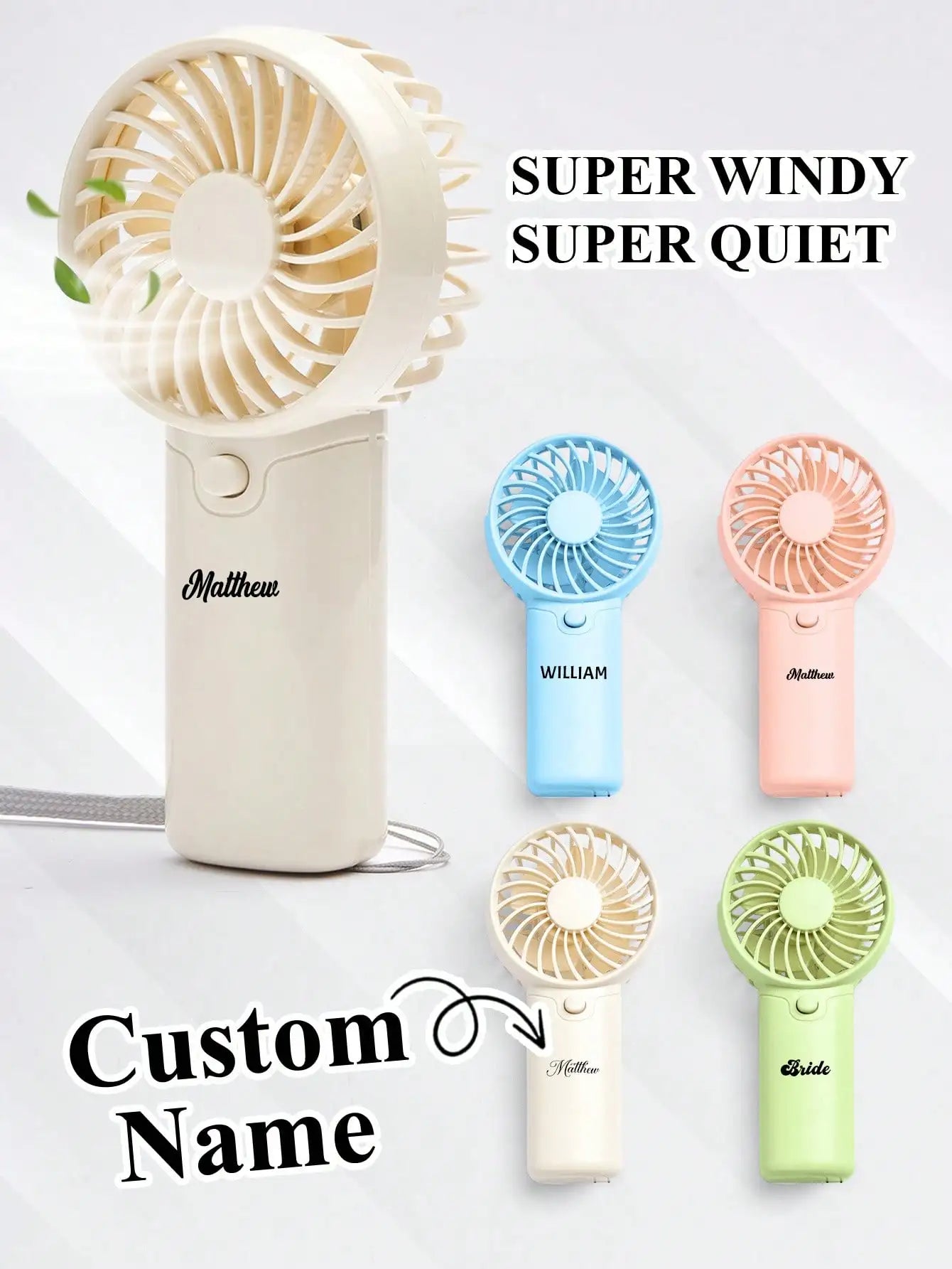 1pc Custom Mini Fan Summer Portable Fan Personalized Handheld Fan with Lanyard Gift for Mom Dad Him Her Birthday Valentine Peaceful Pleasures Health and Wellness
