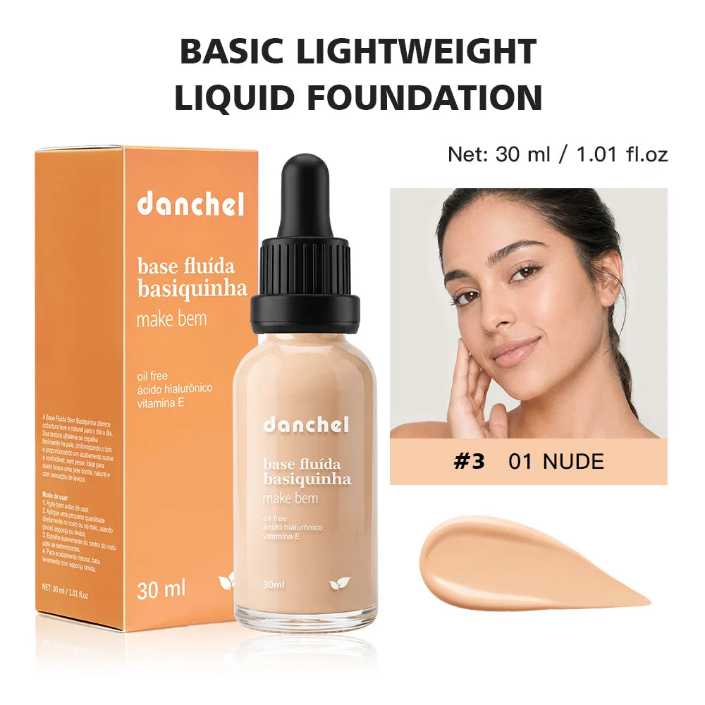 Danchel Matte Liquid Foundation – 12 Shades, Oil Control