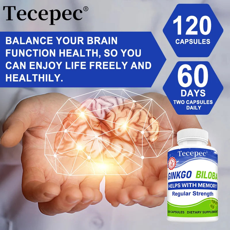Ginkgo Biloba Extract Capsules 1000mg - Attention, Concentration, Brain Power & Memory Support, Caffeine-Free Nootropic Peaceful Pleasures Health and Wellness
