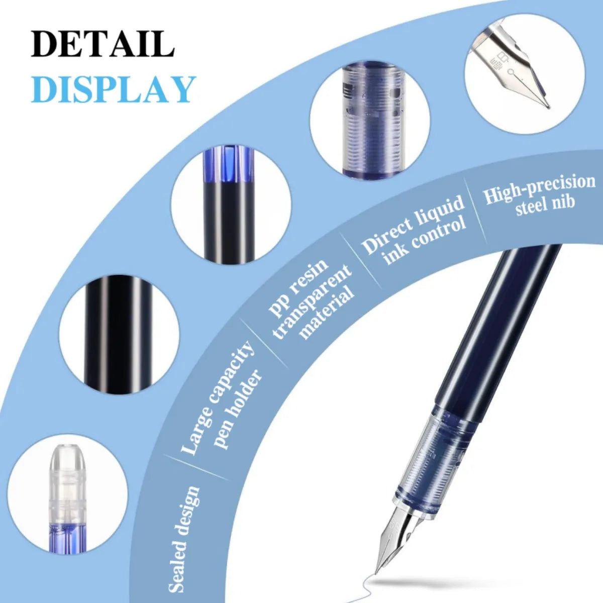 Disposable Fountain Pen Set 6/12 Colors | Quick-Dry F Nib