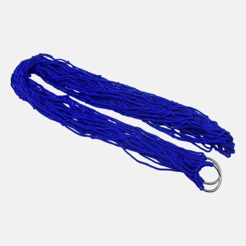 Outdoor Hammock Swing Camping Anti-rollover Nylon Rope Net Bag Tree Hanging Thickened Ultra-light Fishing Net Hammock Peaceful Pleasures Health and Wellness blue