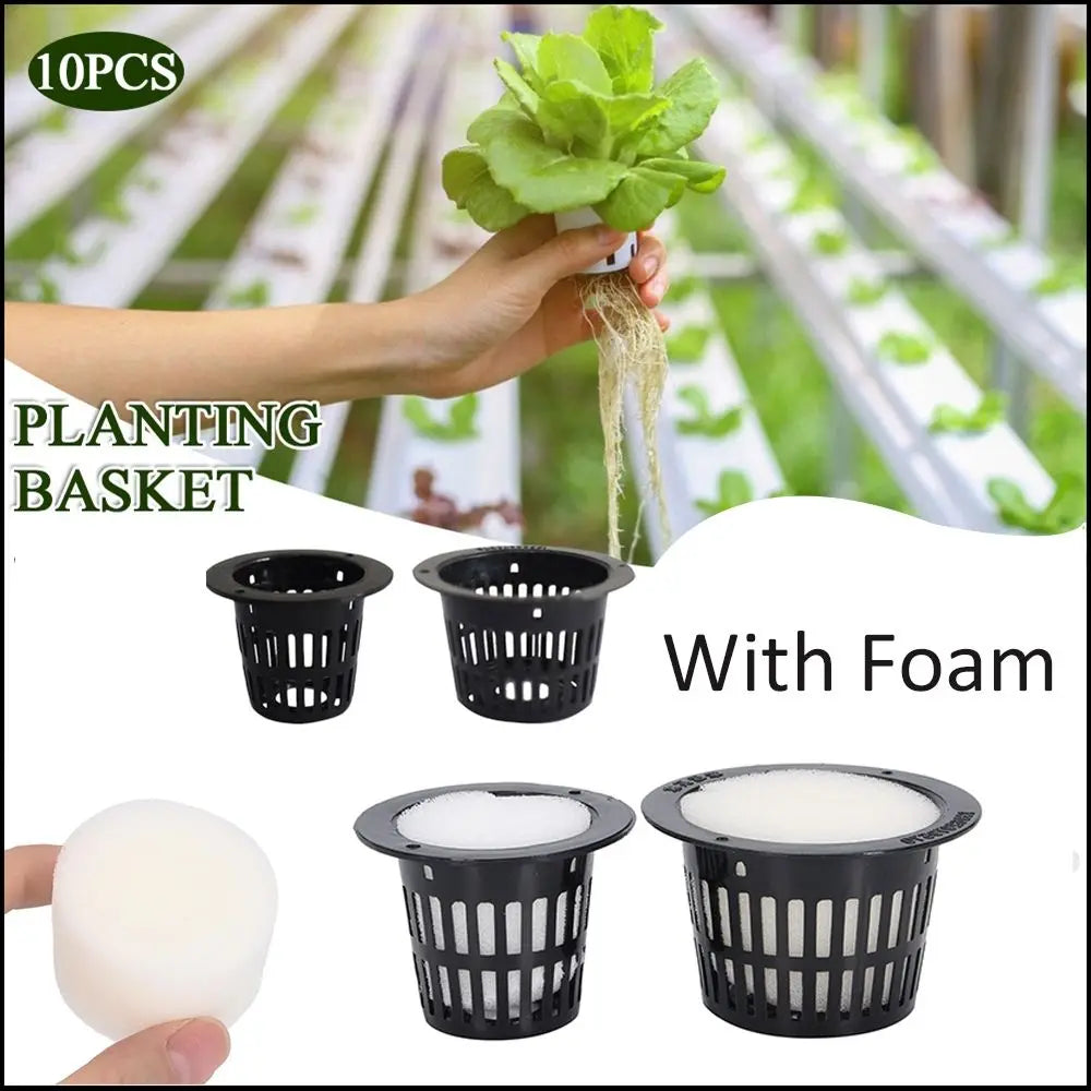10-Pack Hydroponic Net Cups with Foam | Mesh Basket Pots