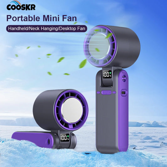 3000mAh Handheld Mini Fan Portable Foldable Desk Fan USB Rechargeable Air Circulation Fan for Travel Outdoor Neck Hanging Fan Peaceful Pleasures Health and Wellness