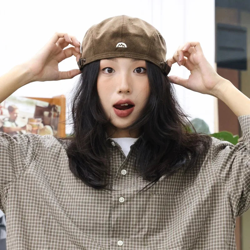 Embroidered Corduroy Beret Newsboy Cap | Unisex All-Season Hat