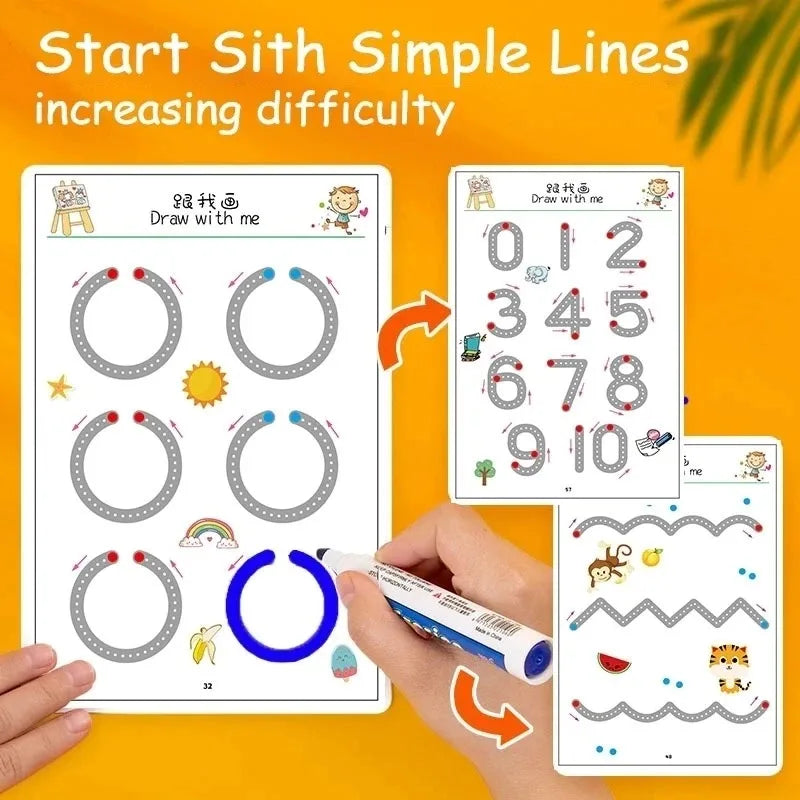 Children's Erasable Pen Eraser Handwriting Practice Book Reusable