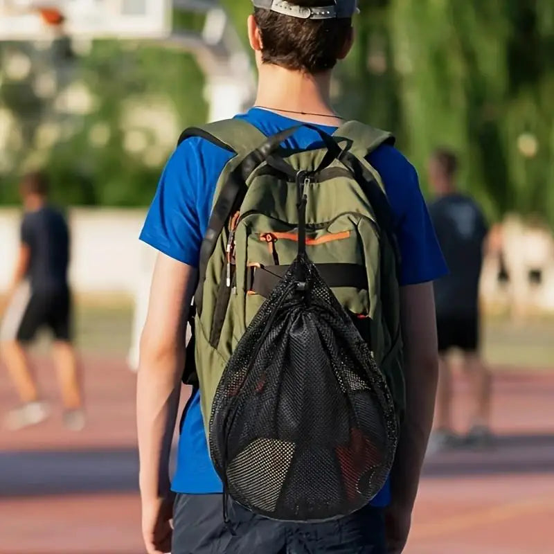 Breathable Mesh Drawstring Basketball Bag with Carabiner Portable Sports Ball Storage Sack for Basketball Soccer Volleyball Peaceful Pleasures Health and Wellness