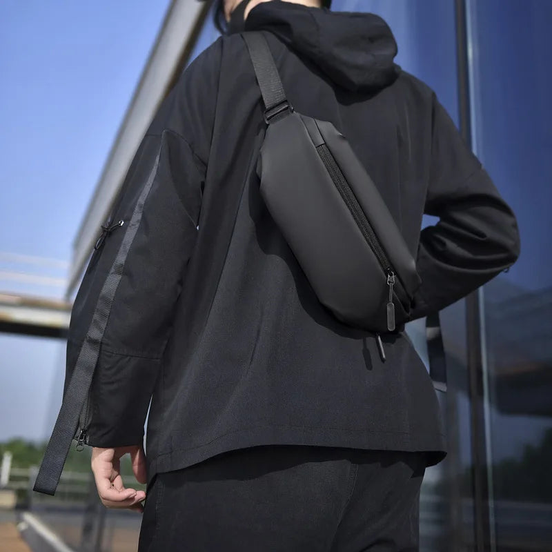 Men's Waterproof Crossbody Bag – PU Messenger Bag for Travel
