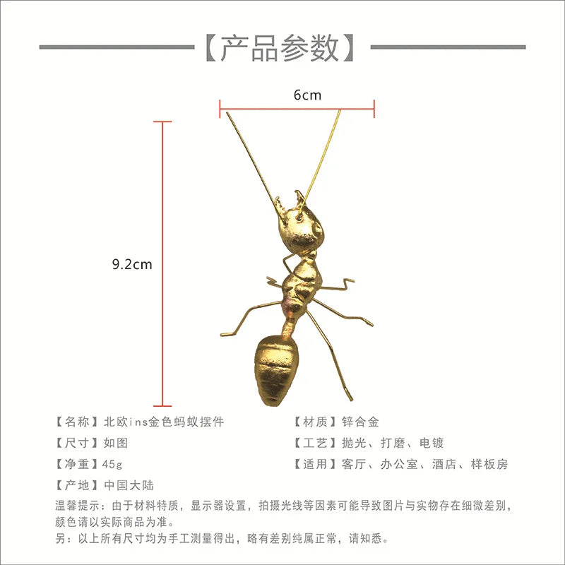 Small Metal Handicraft Copper Gold Ant Butterfly Ornament for Art Decor Home Decorative Gift Home Accessories декор для дома Peaceful Pleasures Health and Wellness big ant