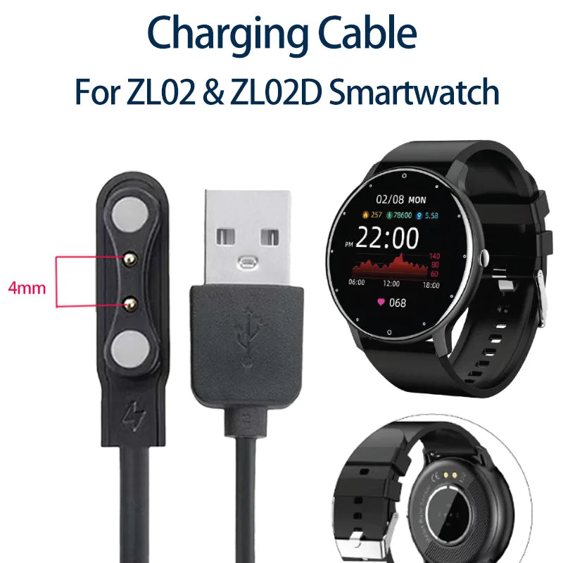 2 Pin USB Charging Cable for ZL02 / ZL02D Smartwatch Peaceful Pleasures Health and Wellness