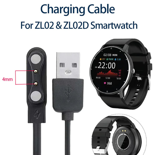 2 Pin USB Charging Cable for ZL02 / ZL02D Smartwatch Peaceful Pleasures Health and Wellness